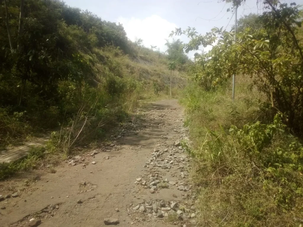 Jalan menuju Sabo Dam di Kecamatan Cibatu Kabupaten Garut nampak rusak sehingga menyebabkan turunnya pengunjun