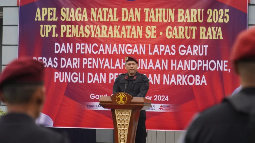 Kalapas Garut, Rusdedy saat memberikan sambutan di apel siaga