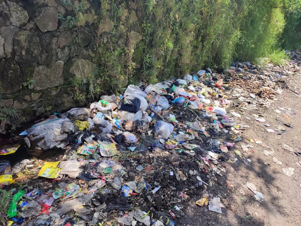 sampah dibuang di pinggir jalan