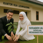 foto ilustrasi. pasangan pengantin menanam pohon (AI)