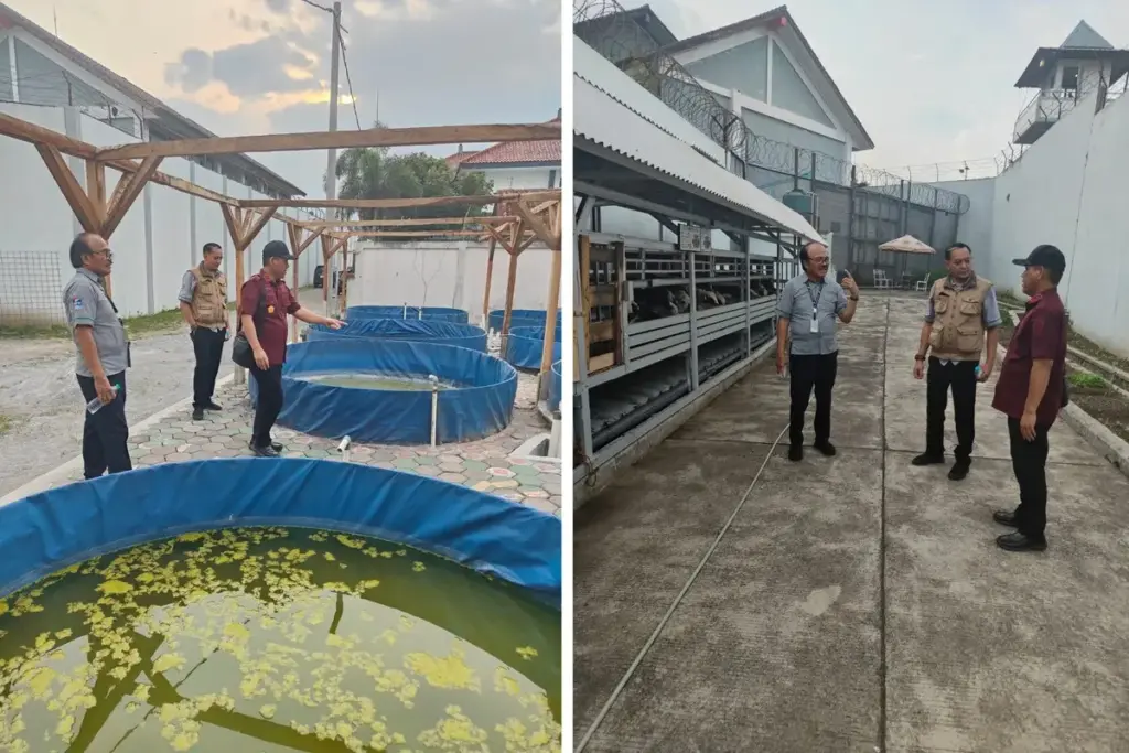 PRIMKOPASINDO Lapas Garut bersama Bank Perekonomian Rakyat (BPR) Nusumma Jabar mengunjungi tempa budidaya ikan