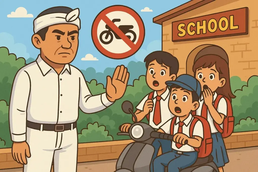 ilustrasi Gubernur Dedi Mulyadi melarang anak sekolah bawa motor ke sekolah (AI)