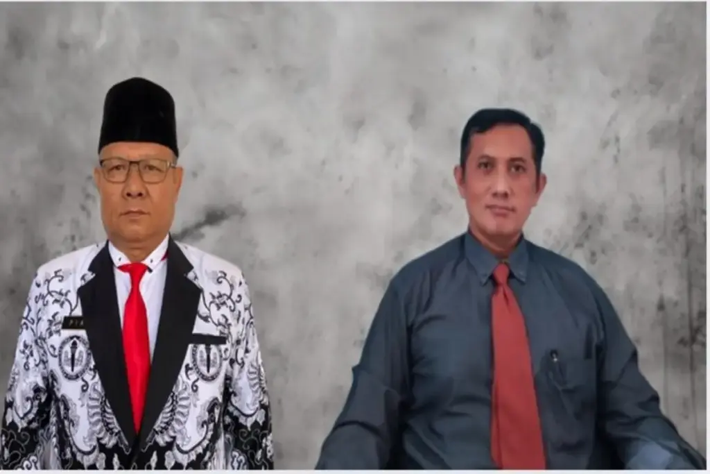 Ketua LBH PGRI Garut, Anton Widiatno (kanan), Kabid Bagian hukum PGRI Garut. Kompol (purn) Supian Bj (kiri)