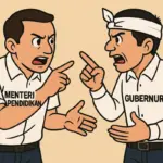 ilustrasi menteri pendidikan berbeda pendapat dengan gubernur (AI)