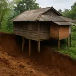 ilustrasi rumah nyaris ambruk (AI)
