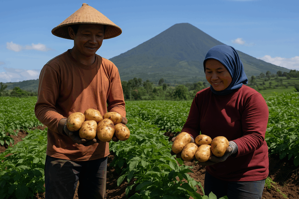 ilustrasi panen kentang di Garut (AI)