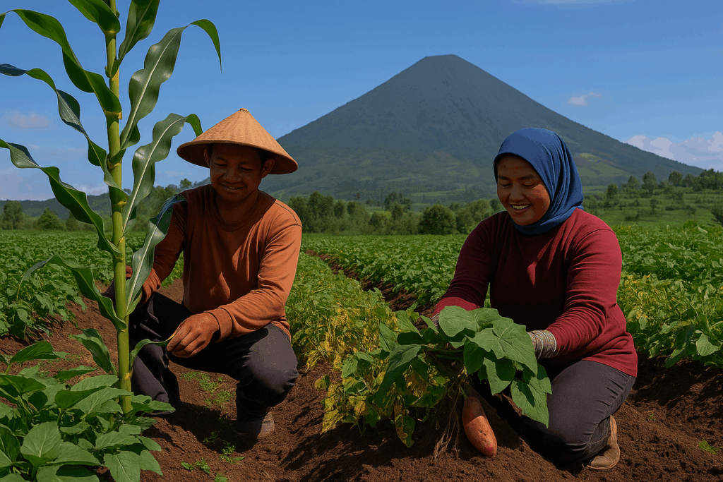 ilustrasi petani menanam palawija