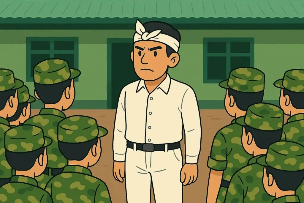 ilustrasi Gubernur Jabar Dedi Mulyadi memantau program barak militer siswa (AI)