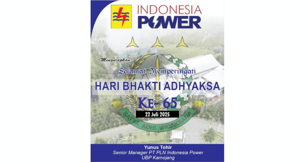 PT PLN Indonesia Power UBP Kamojang menguncapkan Selamat Memperingati Hari Bhakti Adhyaksa ke-65