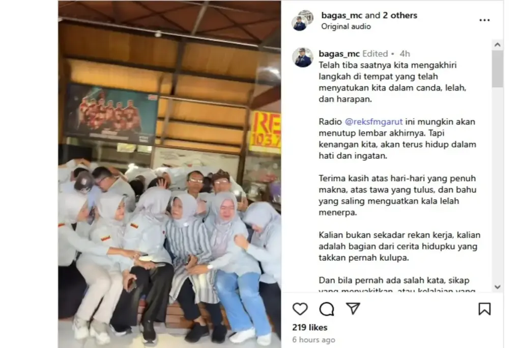 tangkapan layar instagram Reks FM Garut