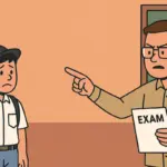 ilustrasi siswa tak bisa ikut ujian karena tak bayar sumbangan pendidikan (AI)
