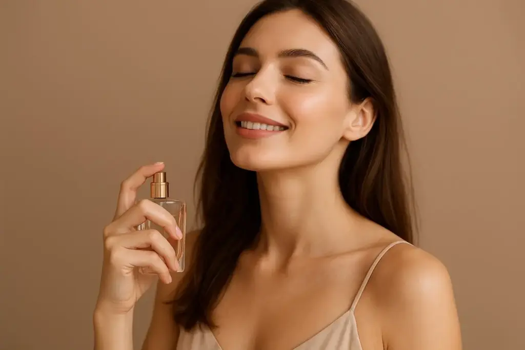 menyemprotkan parfum