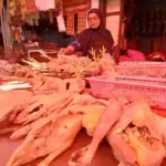 penjual ayam potong di pasar Ciawitali Garut