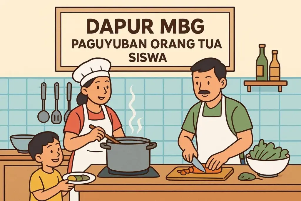 ilustrasi, dapur MBG paguyuban orang tua siswa (AI)