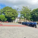 Bupati Garut saat memimpin apel di Lapangan Setda Garut