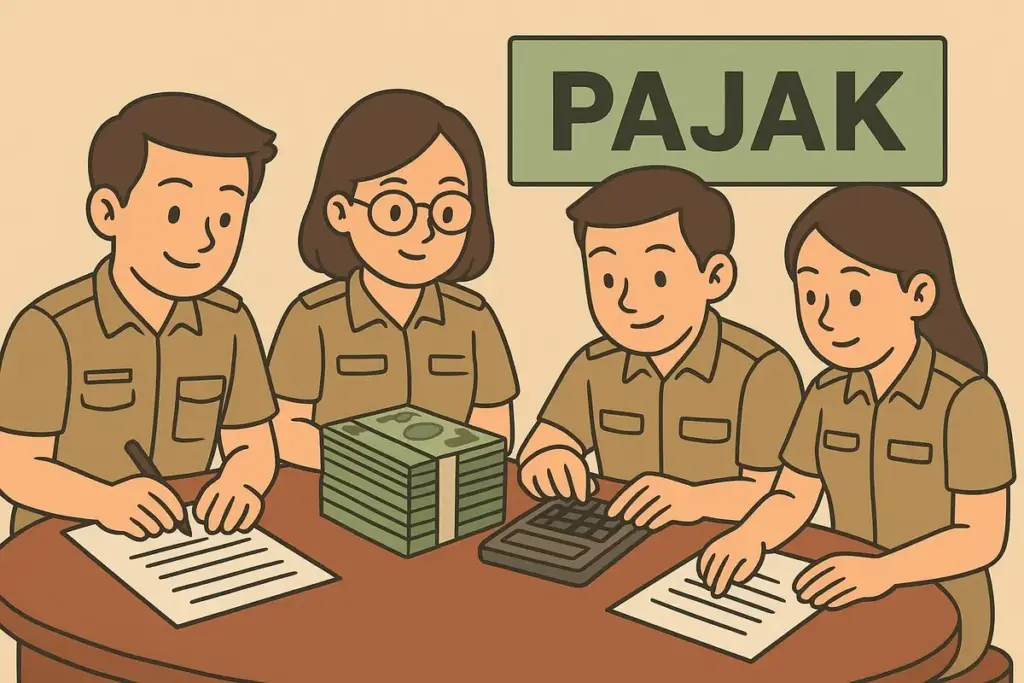 ilustrasi petugas menghitung pajak