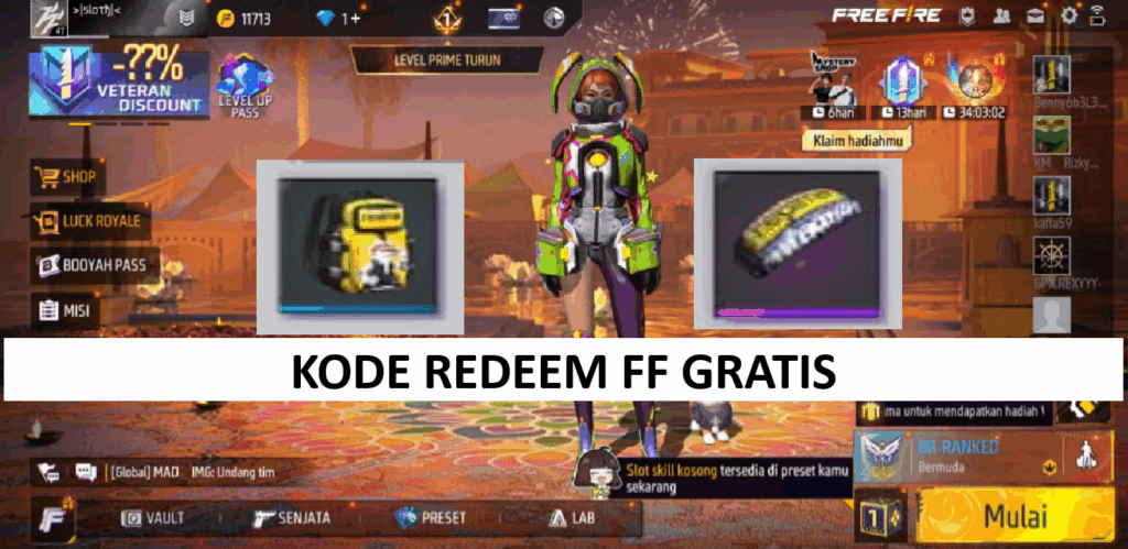 kode redeem ff gratis