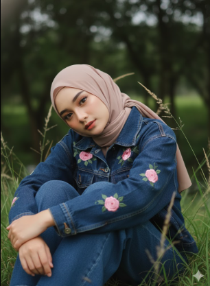 prompt gemini ai foto sendiri wanita berhijab