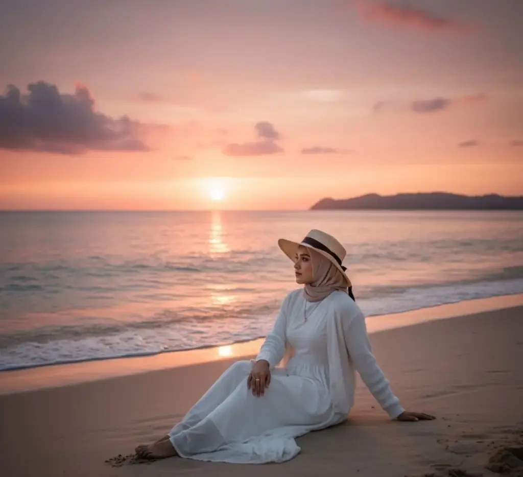 Prompt Edit Foto Gemini AI Wanita di Pantai: Terlihat Cantik dan Anggun prompt gemini ai wanita di pantai