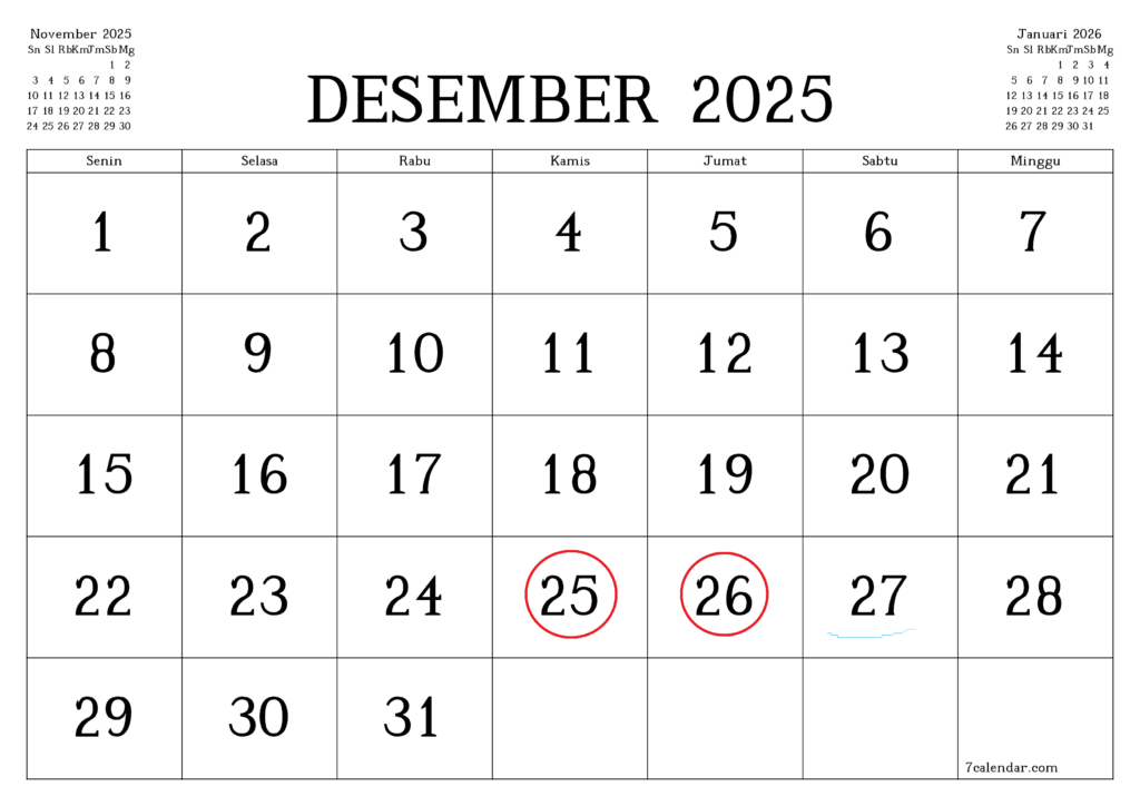 Jadwal Libur Nasional & Cuti Bersama Desember 2025 untuk Rayakan Natal dan Akhir Tahun cuti bersama desember 2025