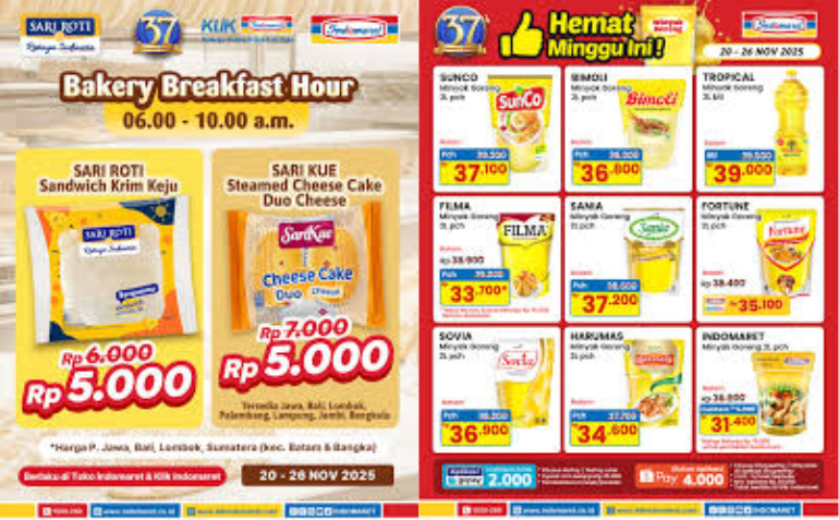 Promo Indomaret Hari Ini Super Murah! Minyak Goreng 2 Liter Mulai Rp33.000 & Sarapan Serba Rp5.000 promo indomaret hari ini