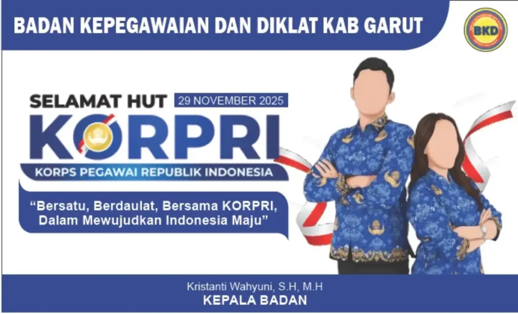 Badan Kepegawaian dan Diklat Kabupaten Garut Mengucapkan Selamat HUT KORPRI 29 November 2025