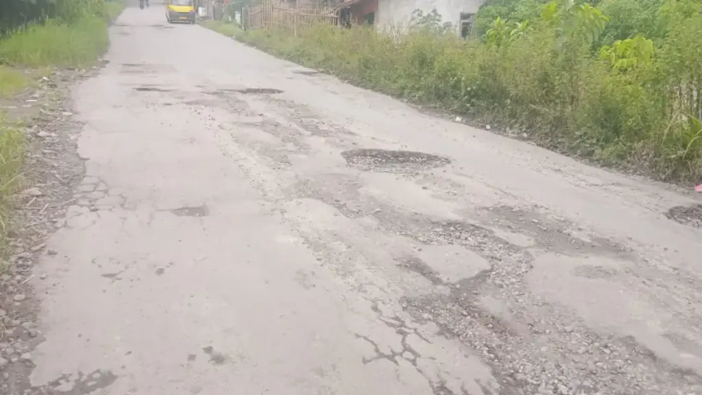 Jalan Samarang di Wilayah Bayongbong Rusak Berat. (Feri/Radar Garut)