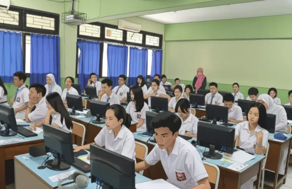 ilustrasi siswa sedang mengikuti TKA. (foto:pinterest)