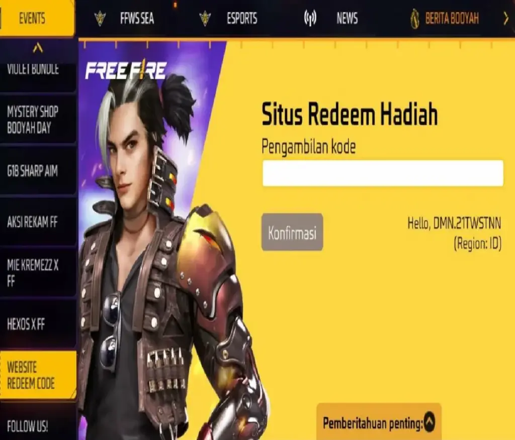 kode redeem ff free fire