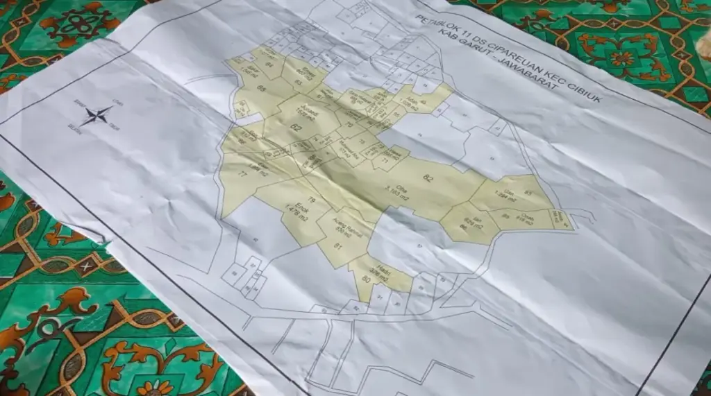 Pendataan Lahan Perumahan Subsidi di Cipareuan Rampung, Pembebasan Direncanakan 2026 Peta tanah Blok 11 Desa Cipareuan, Cibiuk, rencananya lahan itu untuk perumahan. (Pepen Apendi/Radar Garut)