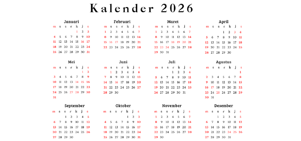 Daftar Cuti Bersama dan Libur Nasional Resmi Pemerintah Pada Kalender 2026 cuti bersama 2026
