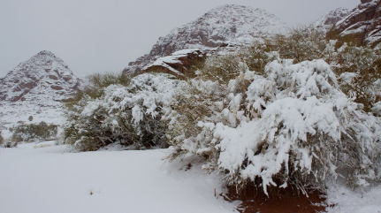 Salju Arab Saudi Turun di Jabal Al-Lawz, Suhu Anjlok Hingga Minus Derajat salju arab saudi