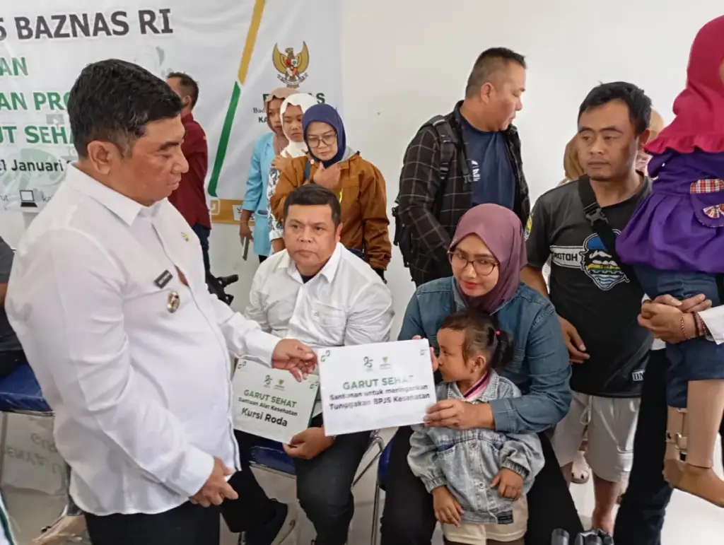 Bupati Garut saat berikan sambutan di acara Milad ke 25 Baznas RI dan penyaluran program Garut Sehat