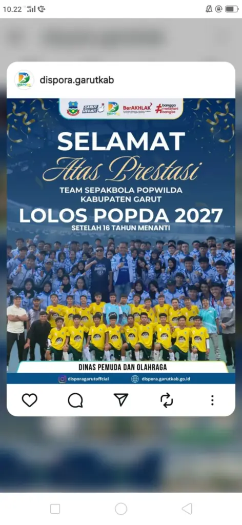 Team Sepakbola Popwilda Kabupaten Garut Lolos Popda 2027. (Istimewa)